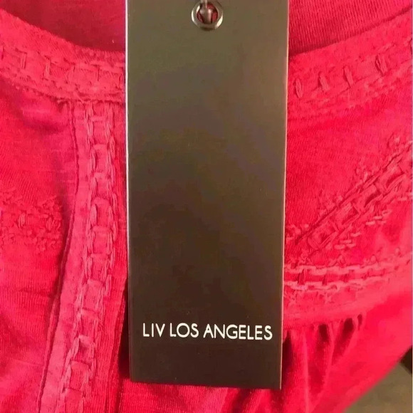 Liv Los Angeles size 3X Burgundy Pun Tucked Blouse L/S cross stitched front NWT - Picture 5 of 7